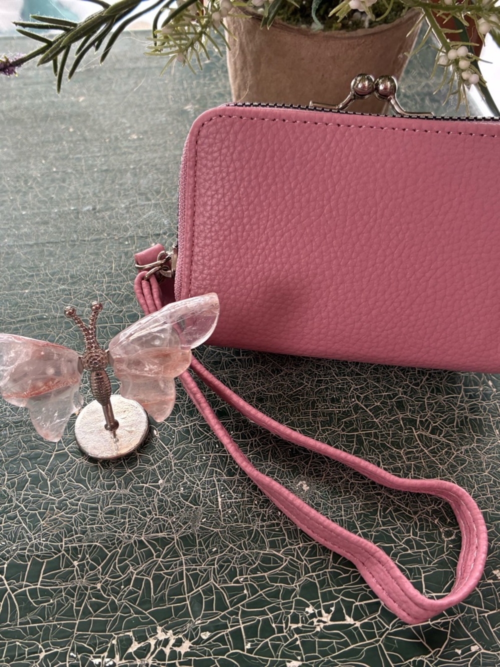 Pink Women's Wristlet Crossbody Bag
